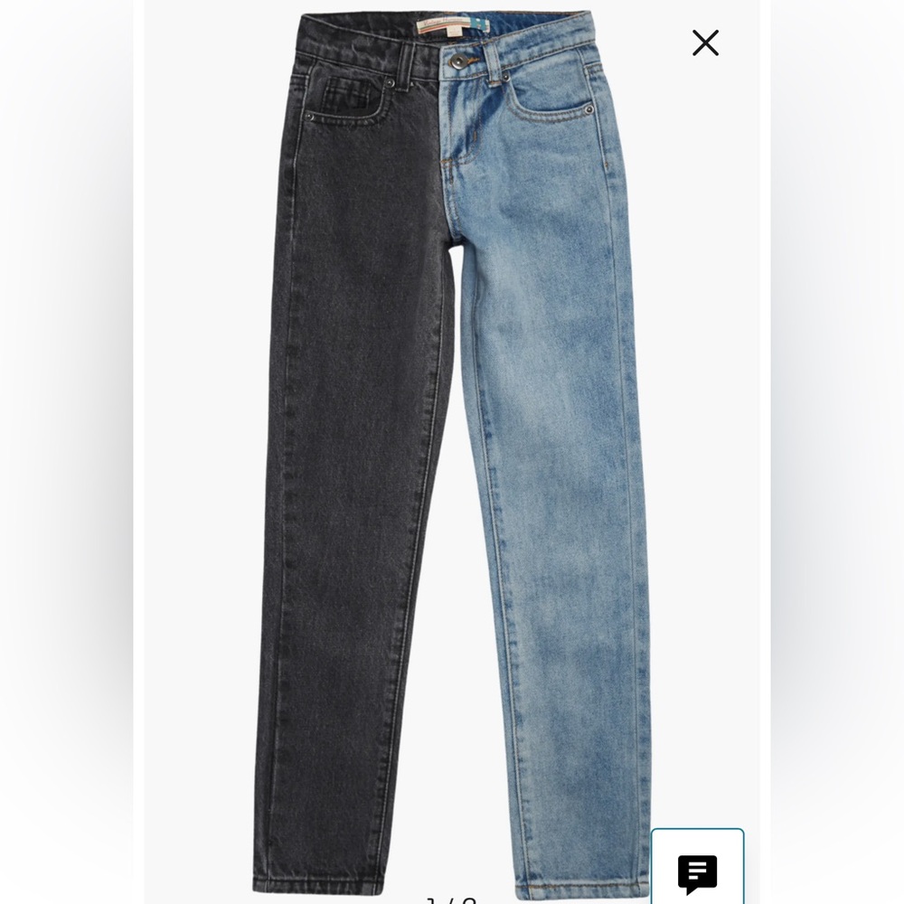 Vintage Havana Kids Half and Half Boyfriend Jeans in Black and Denim